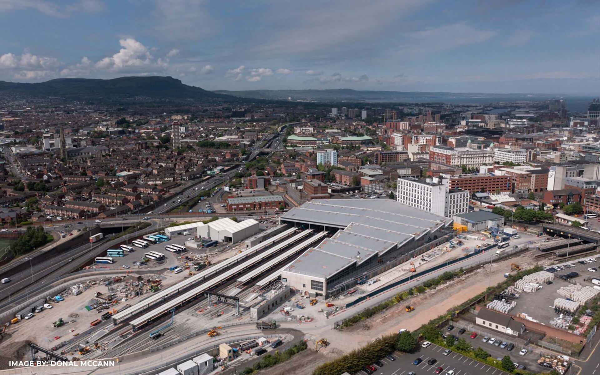 Aerial view of Belfast transport Hub