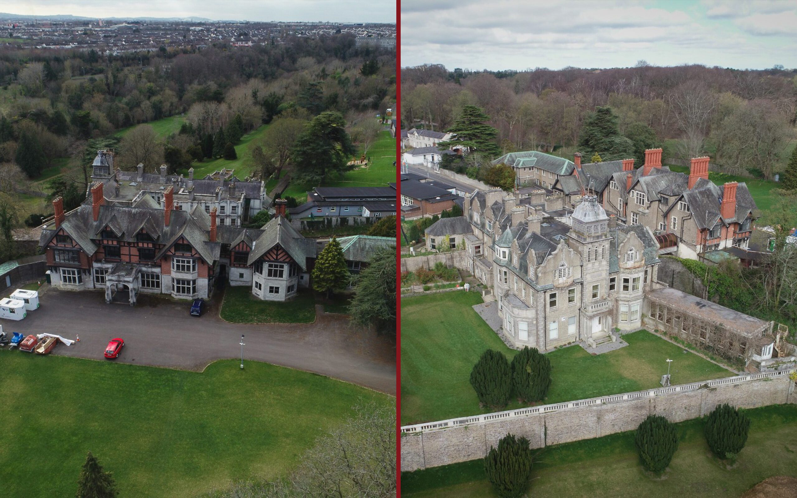 Glenmaroon House and Knockmaroon Lodge captured by drone in Chapelizod.