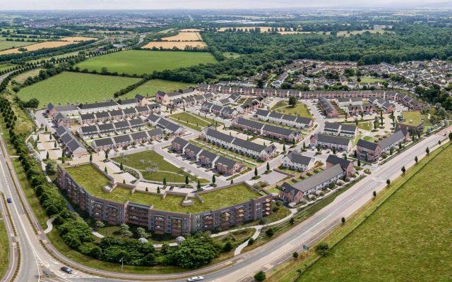 Aerial CGI of Ardrath Residential Development in Celbridge, Kildare by Ardstone Homes.